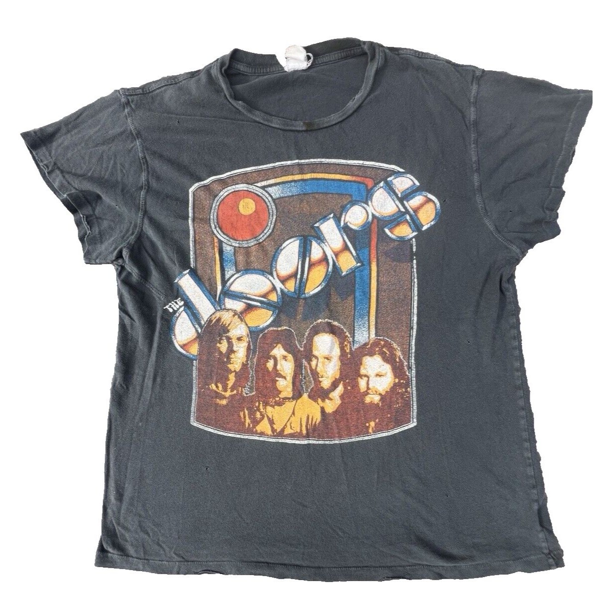 The Doors Made Worn Black Graphic Print Single Stitch T-Shirt Vintage Size Large